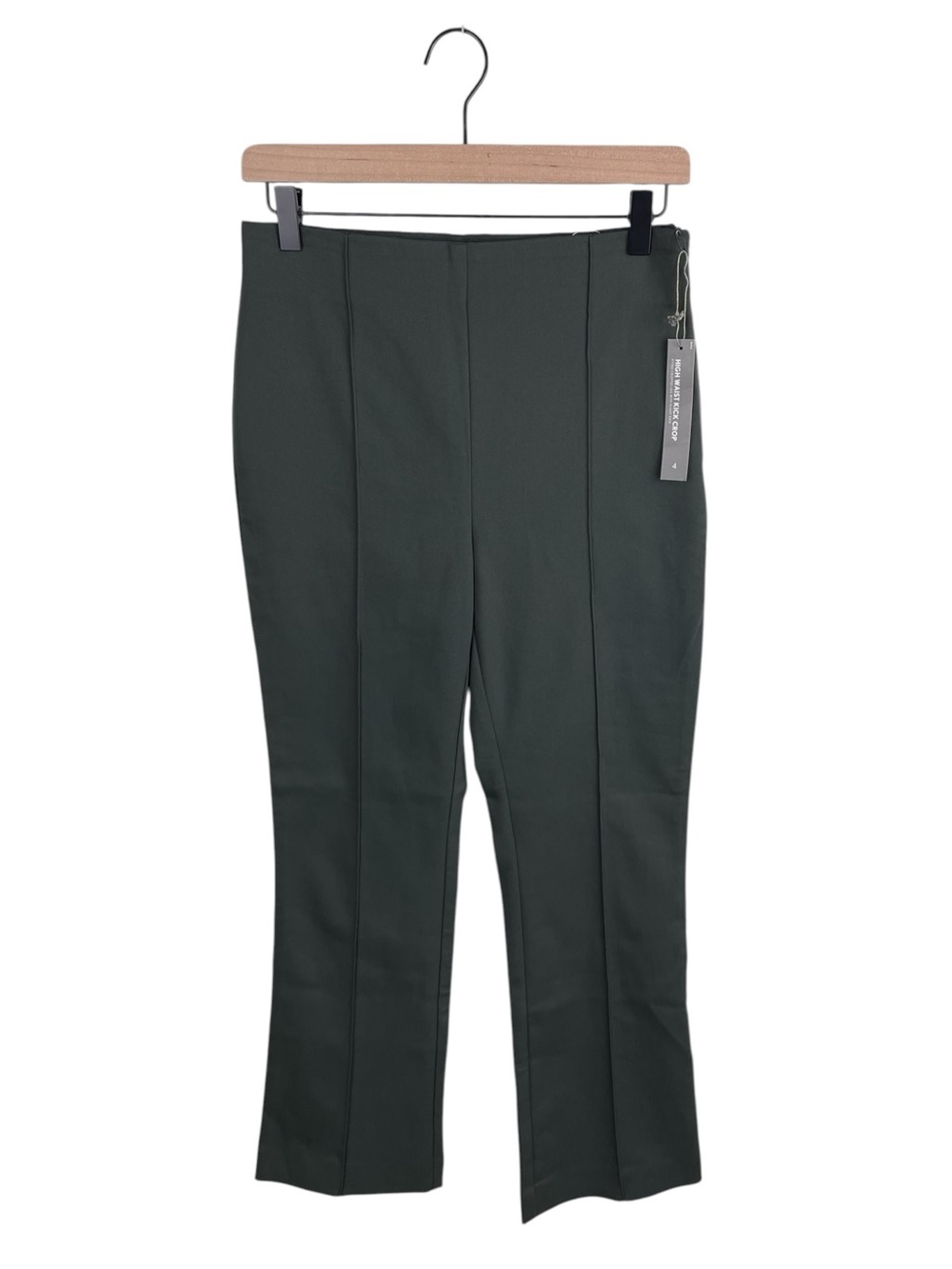 NEW LOFT High Waist Kick Crop Pants Size 4 Fitted Pull On Stretch Cotton Green
